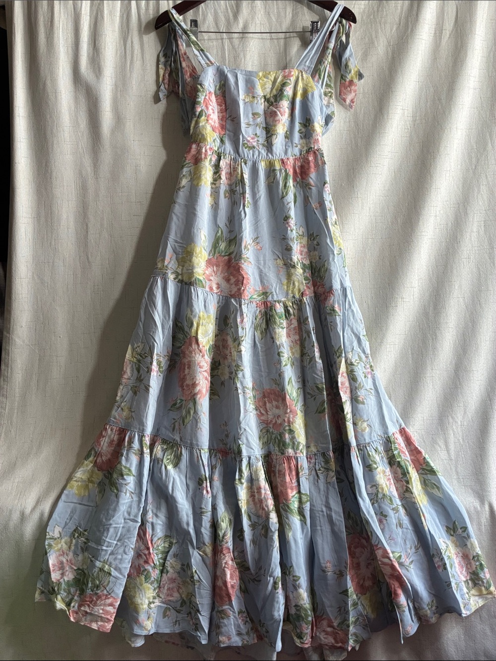 Yumi Kim Light Blue Floral Maxi Dress with Pink & Yellow Blooms